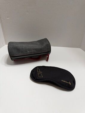 Flagship Black Travel Eye Mask and Gray Cosmetic Case Set